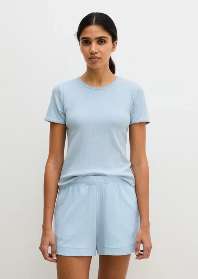 MARC O’POLO T-shirt geribde katoen blauw medium