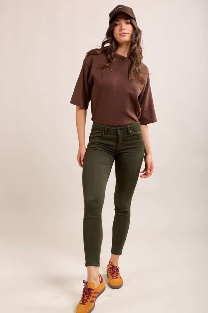 Toxik3 - Slim fit push-up jeans kaki