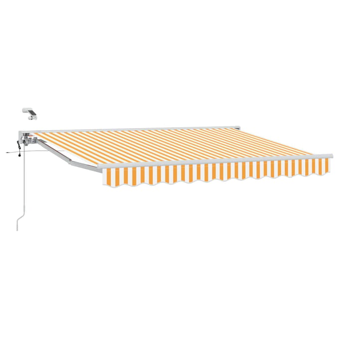 vidaXL - Elektrisch - Uitschuifbare - Zonneluifel - Geel - en - Wit - 3,5 - x - 2 - m