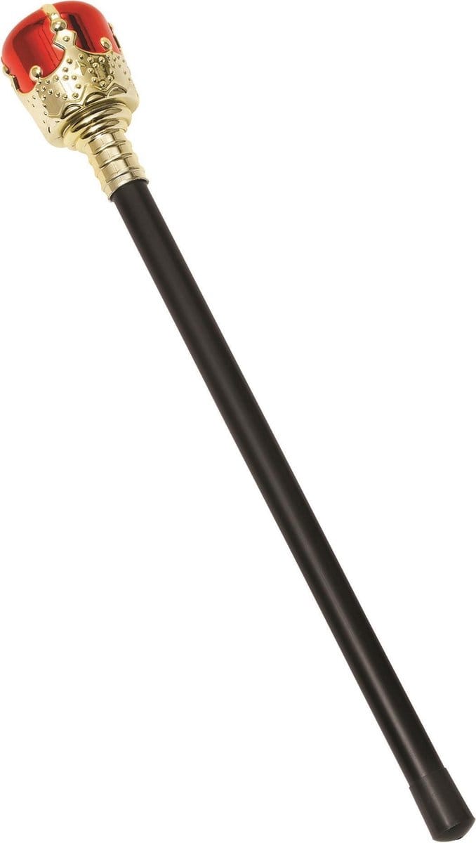 Verkleed staf - Koninklijke scepter met rode steen - 45 cm - carnaval accessoires koning/koningin