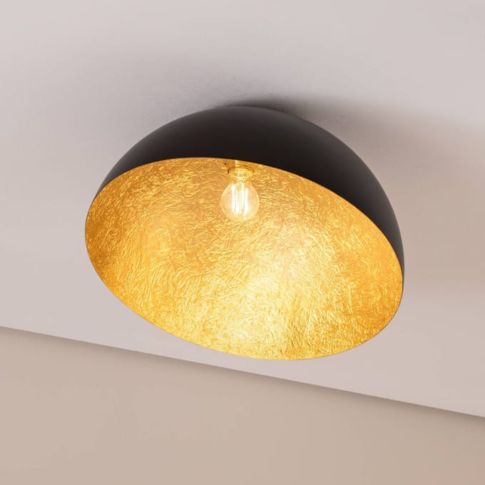 SIGMA Plafondlamp Sfera, Ø 50 cm, zwart/goud