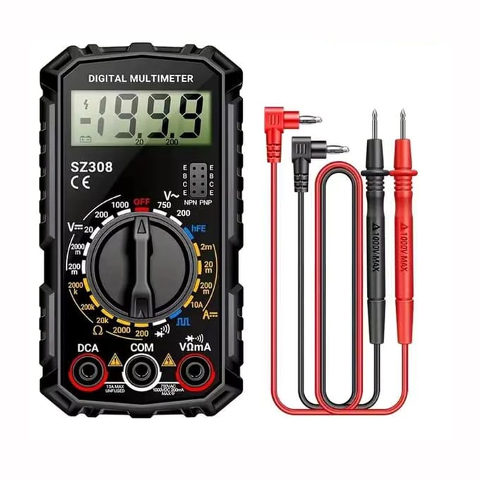 DW4Trading Digitale Multimeter Voltmeter AC/DC, Transistor Test, Meetsnoeren, Holdfunctie - Multi Meter