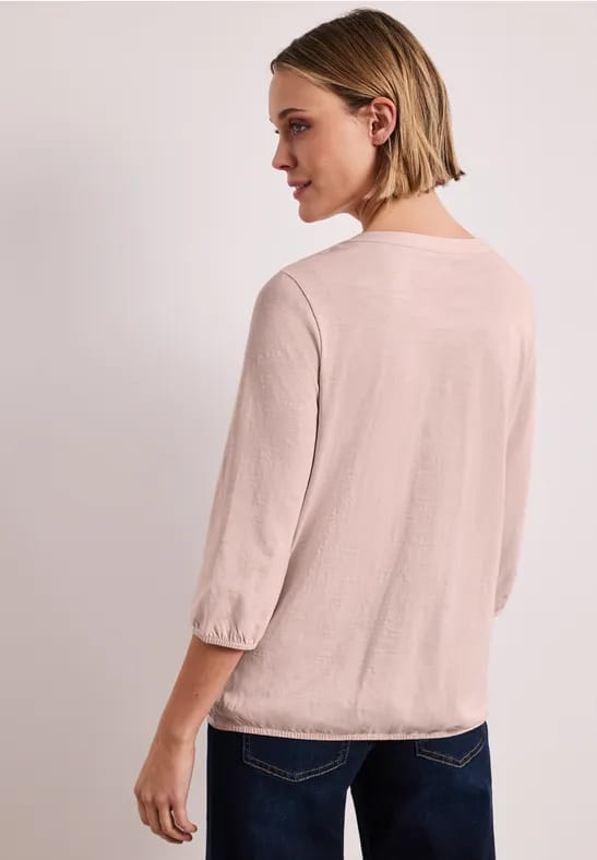 Shirt met 3/4-mouwen, split neck en knopen
