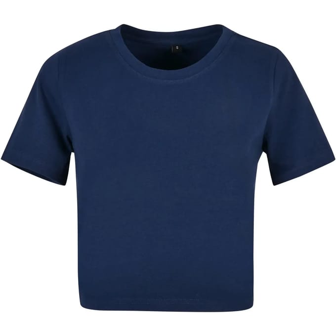 Build Your Brand - Cropped Dames T-Shirt - Light Navy maat M