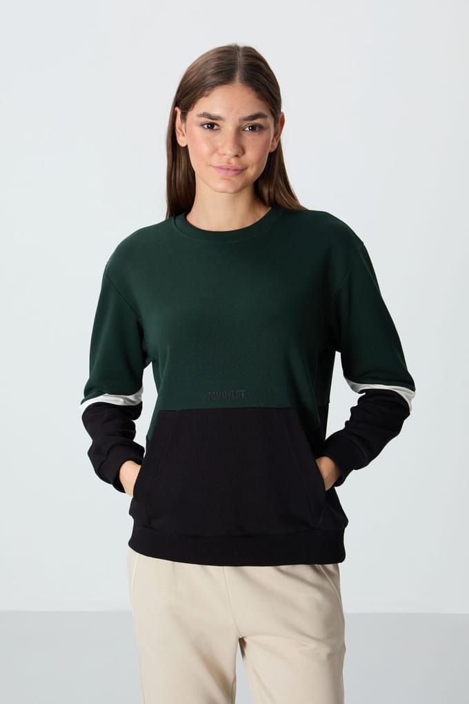 Oversized Kleurblok Crewneck Sweatshirt