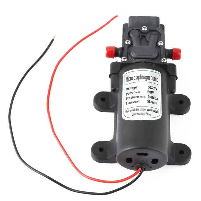 24V 60W Mini Elektrische Waterpomp 5L/min Debiet Micro Membraanpomp 1,5m Zuigkracht
