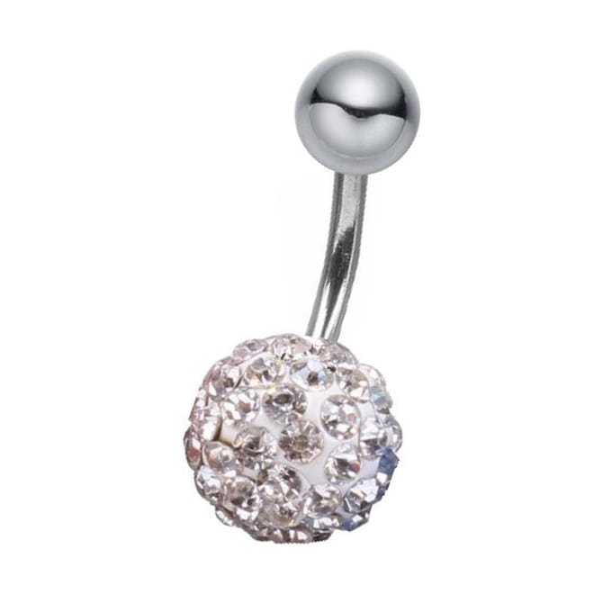 Fako Bijoux® - Navelpiercing - Disco Dots - 8mm - Wit
