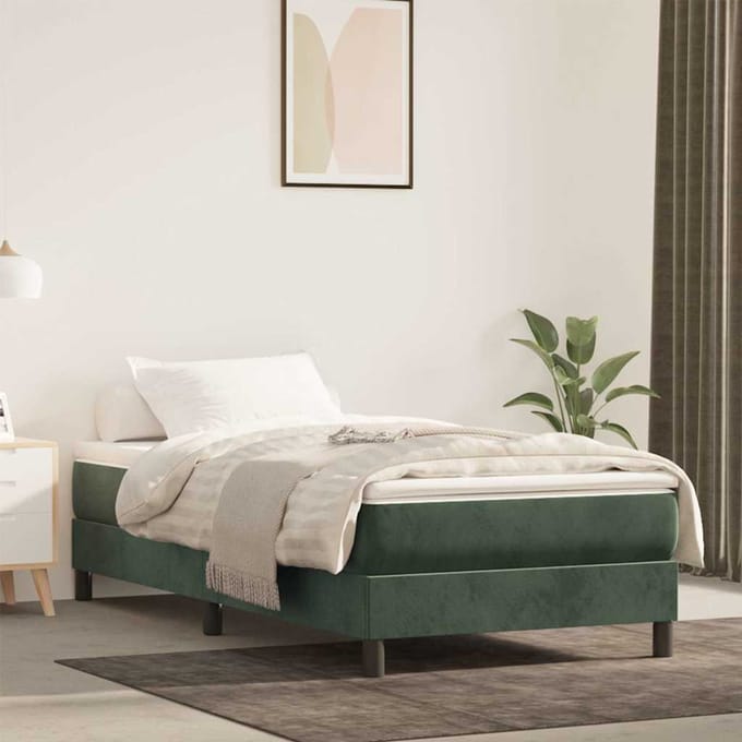 vidaXL - Pocketveringmatras - medium - 90x220x20 - cm - fluweel - donkergroen