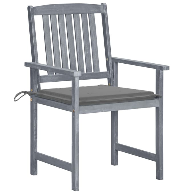 vidaXL - Tuinstoelen - 6 - st - met - kussens - massief - acaciahout - grijs