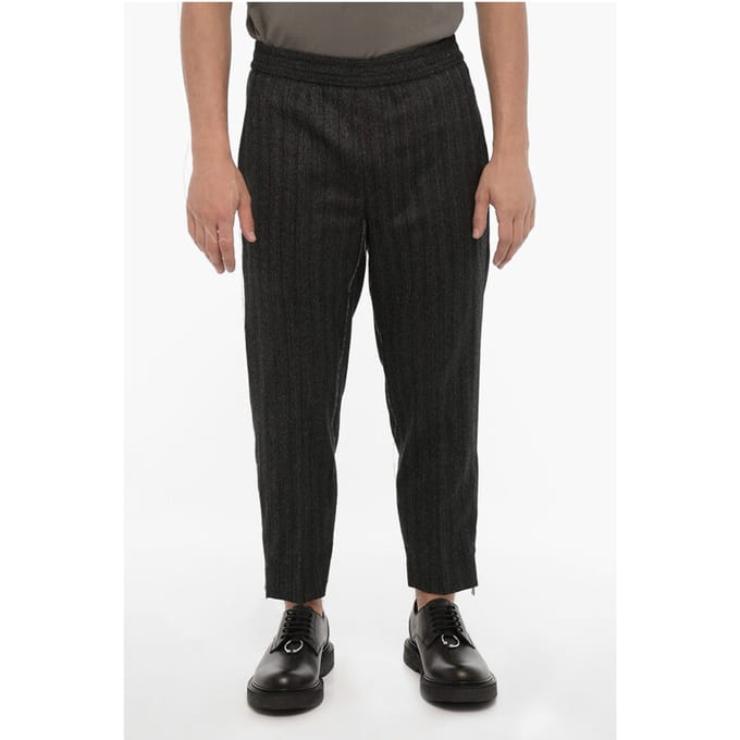 Slim fit casual broek van maagdelijke wol in grijs