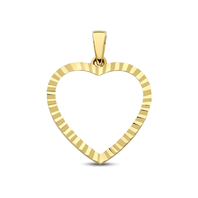 New Bling - 9NBG-0916 - 14K geelgouden Hanger – Hart Dia Cut – Dames Hanger