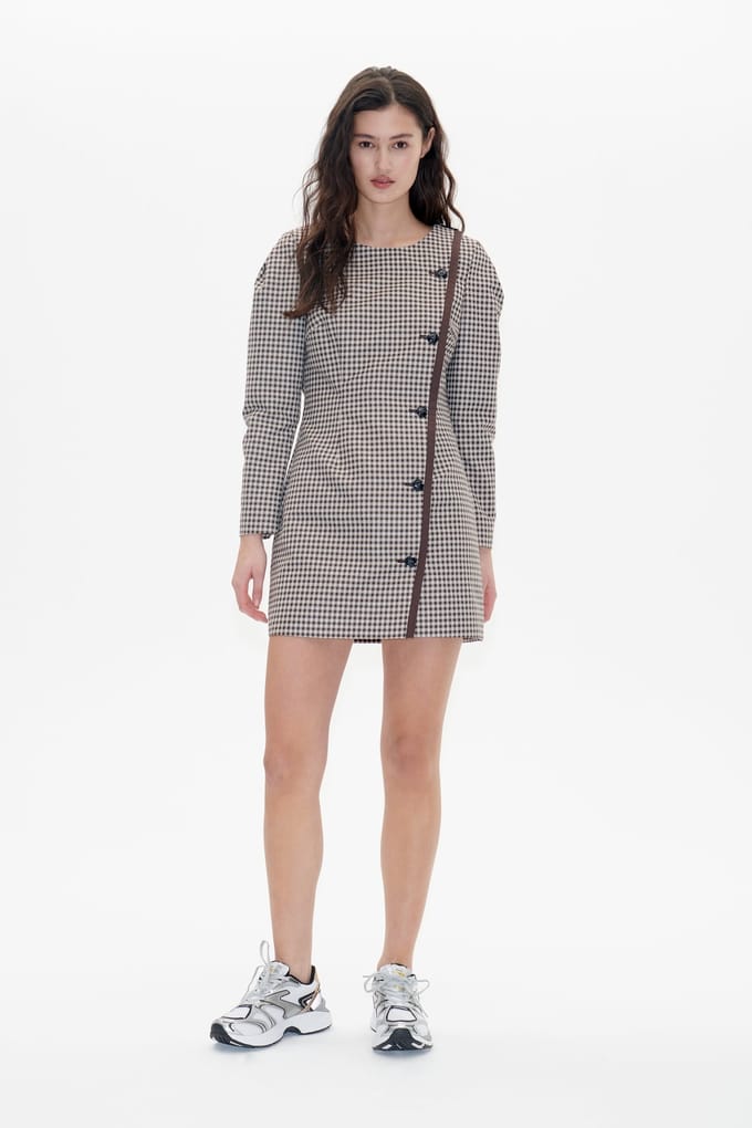 Baum und Pferdgarten Amelie Dress Camel Baum Check Größe: 42 | Minikleider Outlet | Damen | Braun