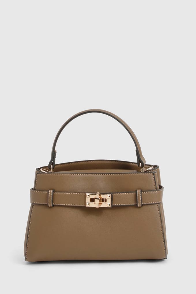 boohoo Dames Mini Tas met Gesp Banddetail | Chocoladebruin