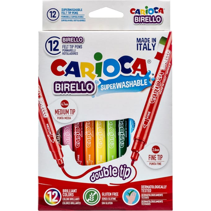 Viltstift Carioca Birello dubbelpunters assorti set à 12 stuks