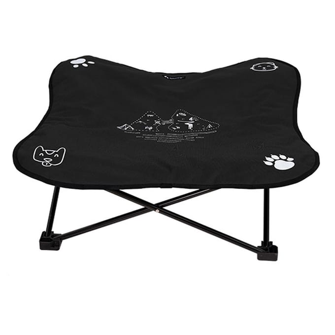 Lit surélevé pour chien Pliable Portable Support en alliage d'aluminium Coussin doux Cages pour chien noir