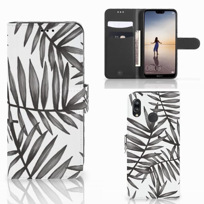Samsung Galaxy A30 Hoesje Leaves Grey