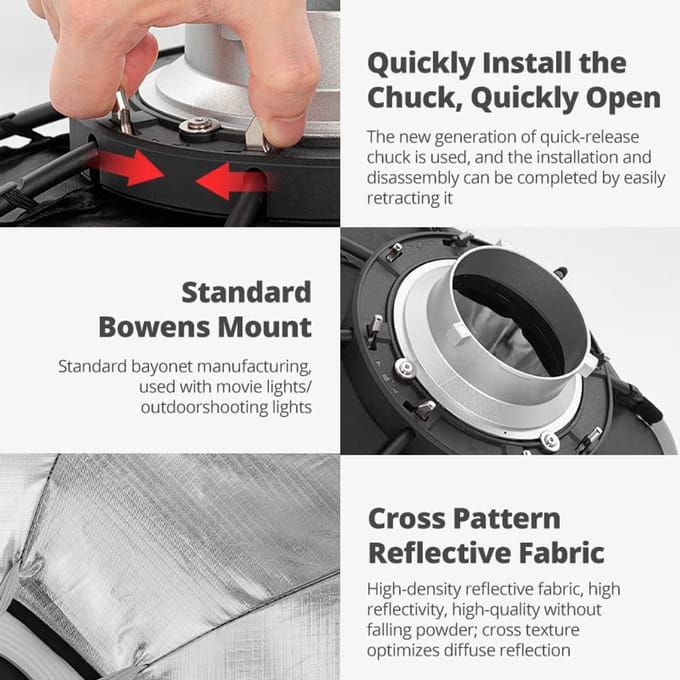 Octagon Softbox 55 cm met Honeycomb Grid voor Fotografie