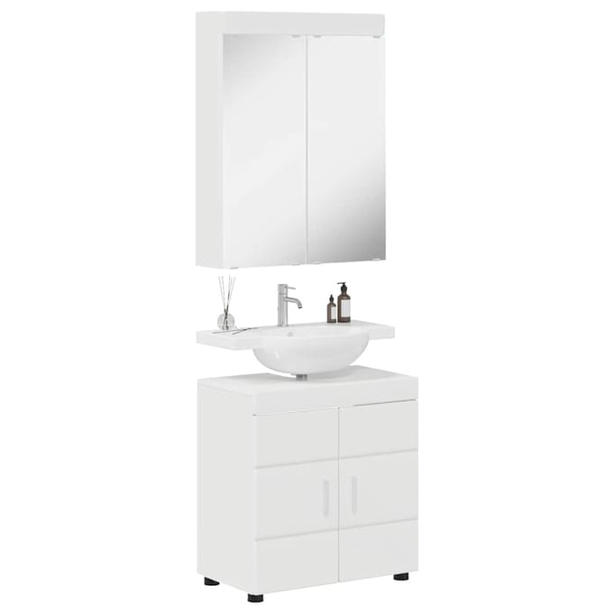 vidaXL - Badkamermeubel - Set - TULUM - 2 - st - Hoogglans - wit - 60 - x - 34 - x - 63 - cm