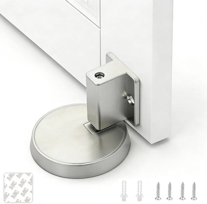 Deurstopper - Deurhouder Deurdemper - Muren Beschermen - Stille Buffer - 12x8x3 cm - Zilver