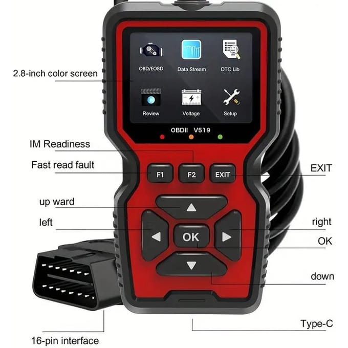 V519 Universele Auto OBD II Diagnostische Scanner Auto Foutdetector Diagnostische Scanner zwart