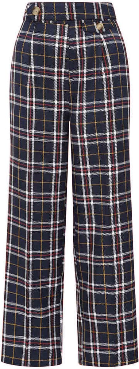 Banned - Tara Tartan Wijde broek - S - Donkerblauw