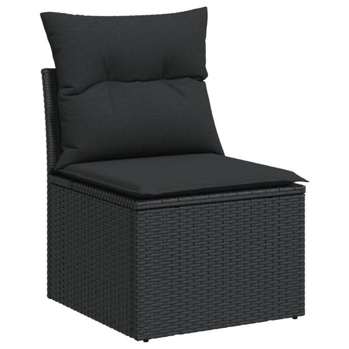 vidaXL - 8-delige - Loungeset - met - kussens - poly - rattan - zwart