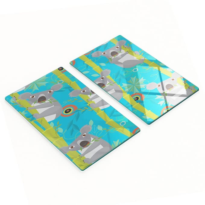 Multifunctionele decoratieve glazen keukenplanken met koala-motief, 2x30x52 cm