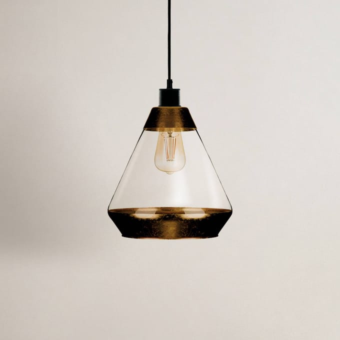 Euluna Hanglamp Lonceng van glas, decor goud