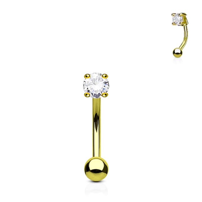 Piercing CZ steentje ronde steen 1.2x8 - goud - LMPiercings