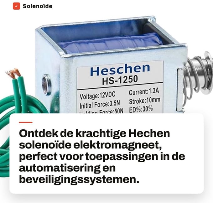 Dailygoods - Solenoïde Elektromagneet - Push Pull Type - 12V DC - 50N Kracht - Open Frame Deurslot - Ideaal voor Automatisering - 10mm Slag