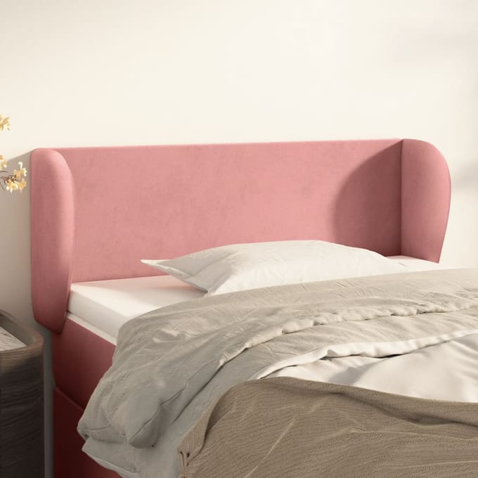vidaXL - Hoofdbord - met - randen - 103x23x78/88 - cm - fluweel - roze