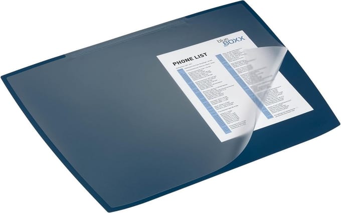 Groot Bureauonderlegger Donkerblauw 59x47 cm met Transparante Beschermhoes