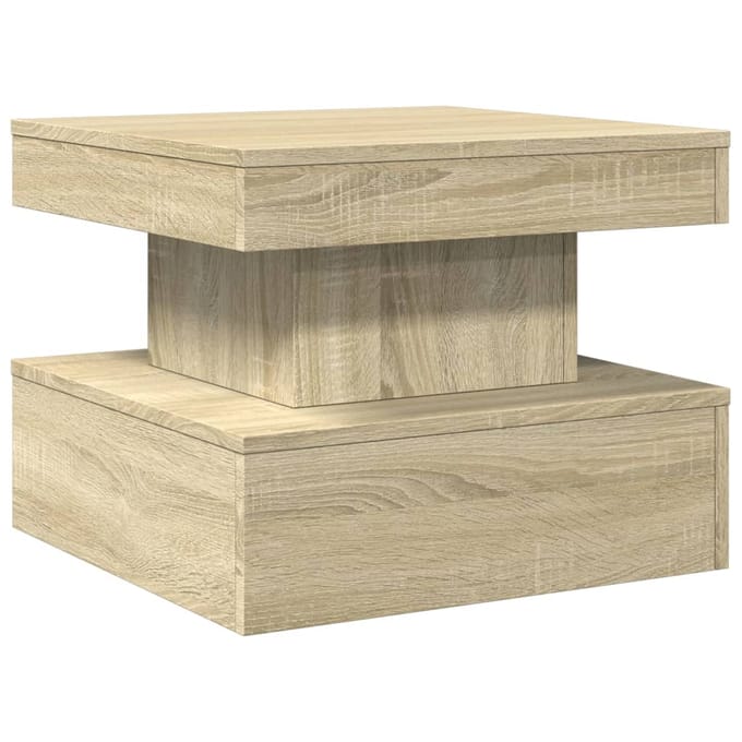 vidaXL - Salontafel - met - LED-verlichting - 50x50x40 - cm - sonoma - eiken