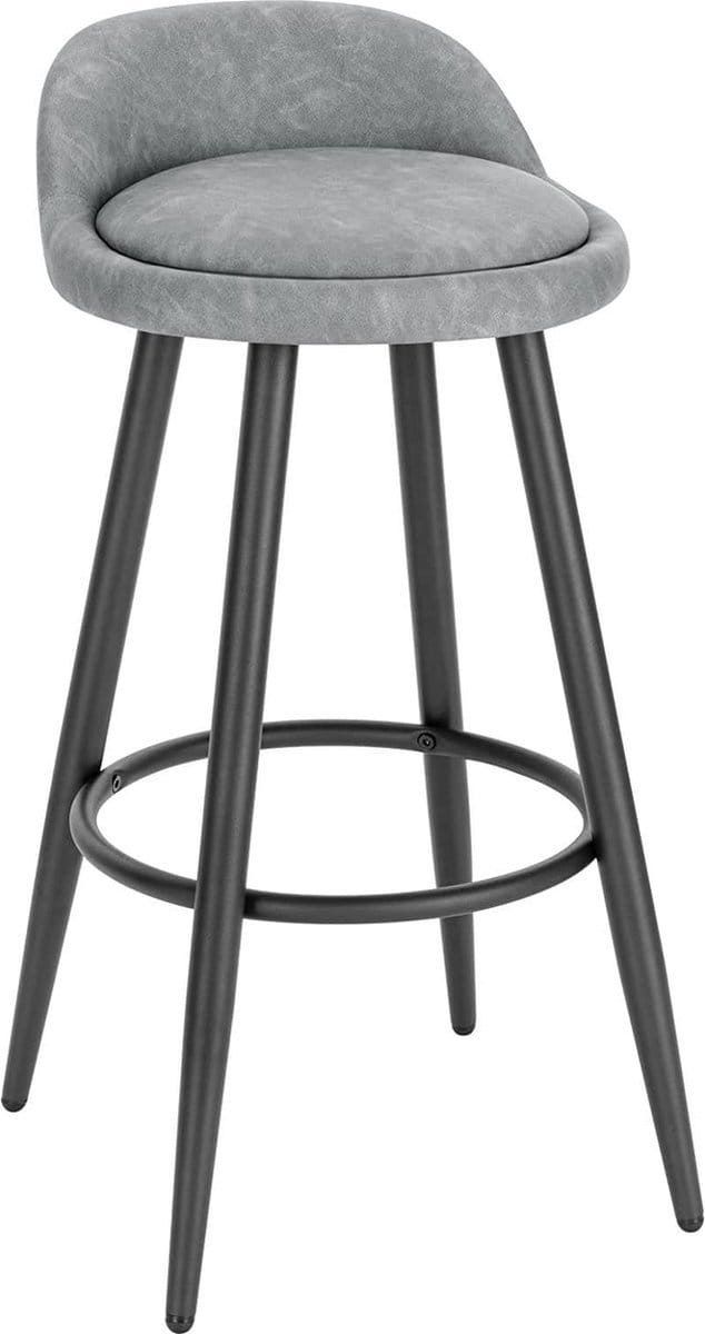 Bolt Edge Leren Barkruk - Grijs - Ergonomisch - Kleine rugleuning - Zithoogte 69cm - Set van 1