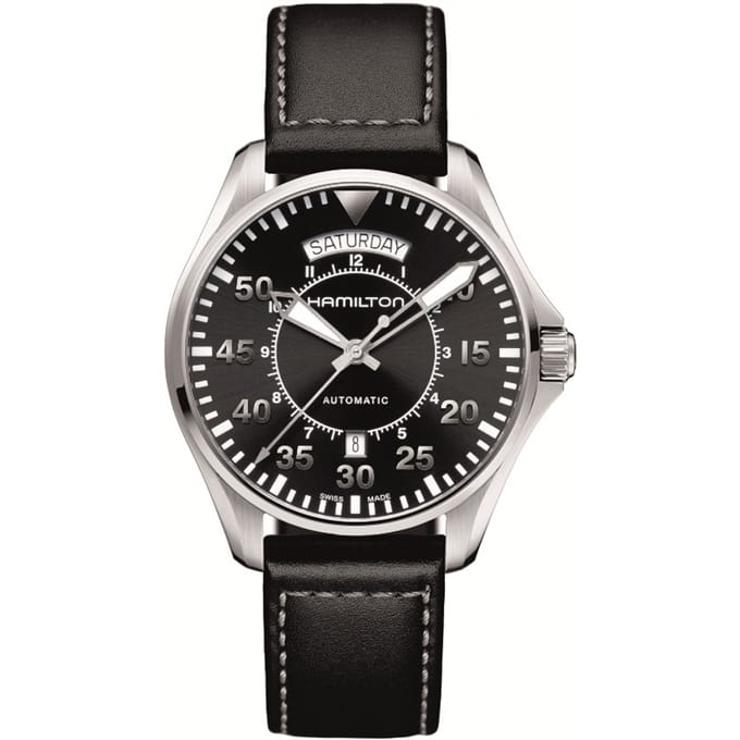 Hamilton Khaki Pilot Automatisch H64615735 Herenhorloge zwart