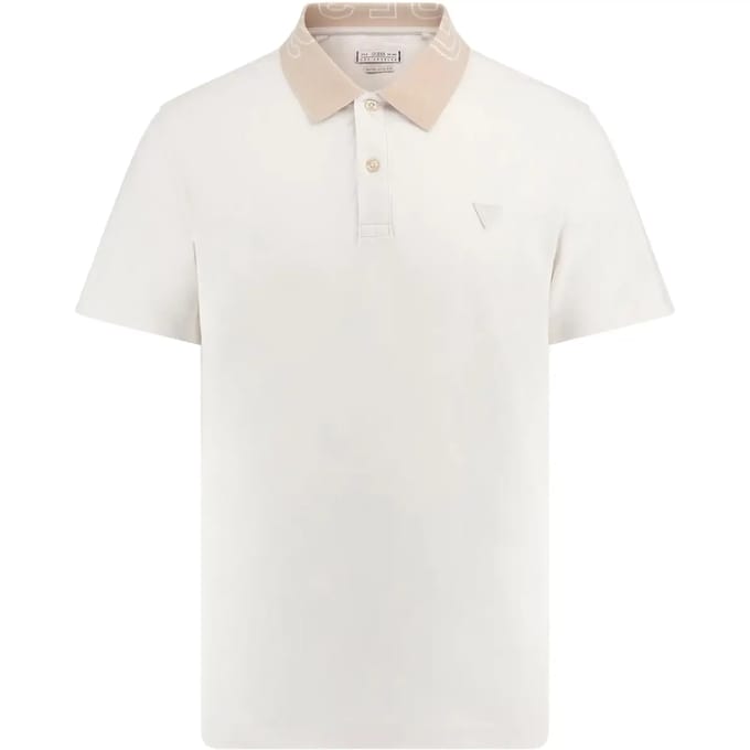 Short Sleeve Polo Tipped Collar Style - White Polo Shirts