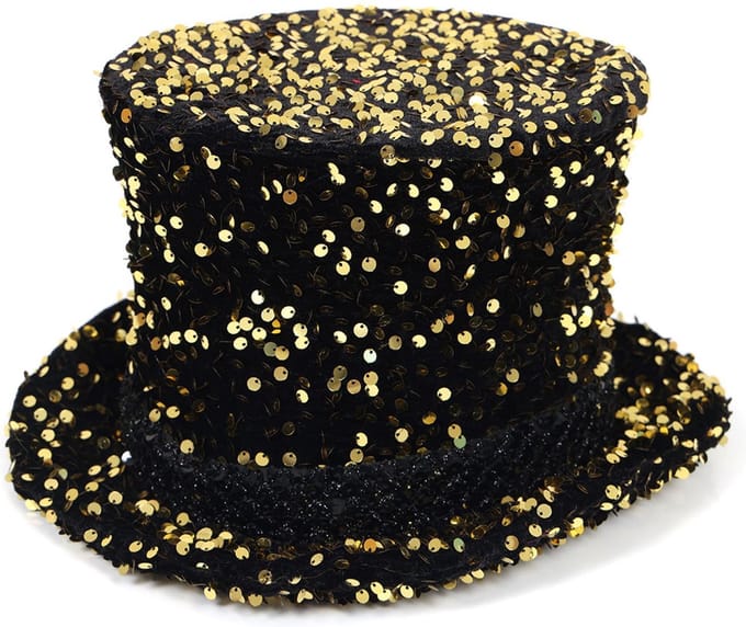 Hoge pailletten hoed – Luxe – Goud