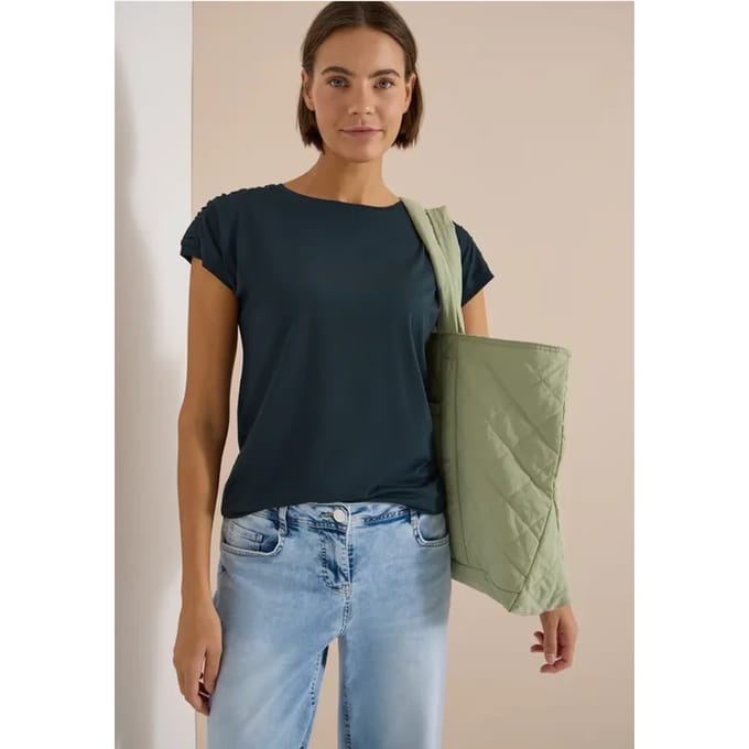Shirt met korte mouwen en rimpels