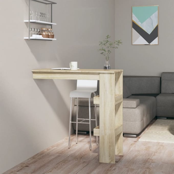 vidaXL - Bartafel - wandgemonteerd - 102x45x103,5 - cm - bewerkt - hout - eikenkleur