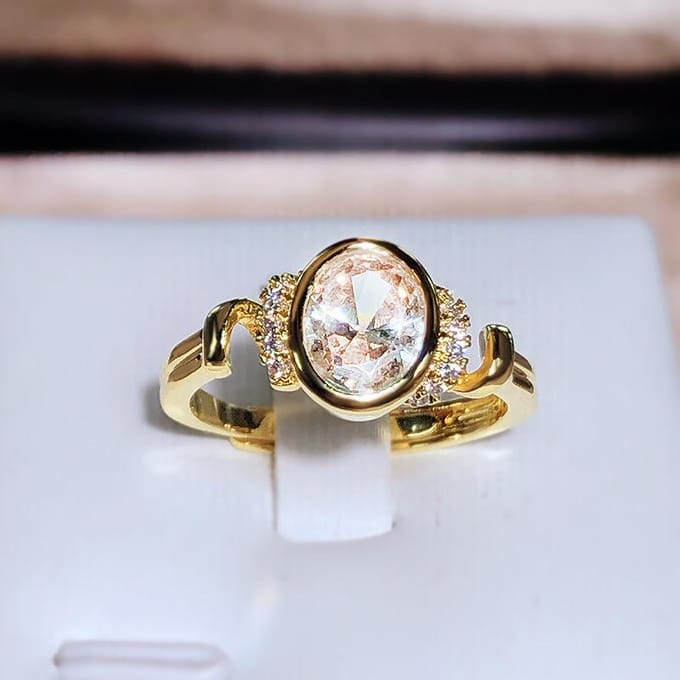 Modieuze Damesring Europese en Amerikaanse Sieraden Koper Verguld Goud Zirconia Ring Adjustable opening black