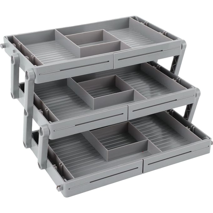 3-laags Lade-organizer Verstelbaar Uitbreidbaar Multi-level Slimme Lade-organizer voor Make-up Sieraden Cosmetica gray
