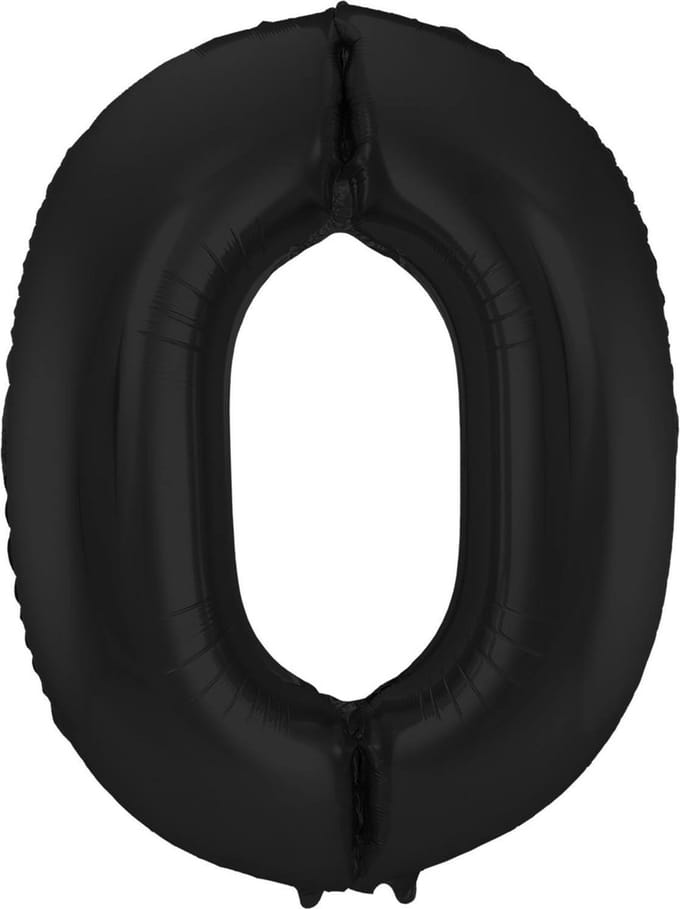 Folat - Folieballon Cijfer 0 Zwart Metallic Mat - 86 cm