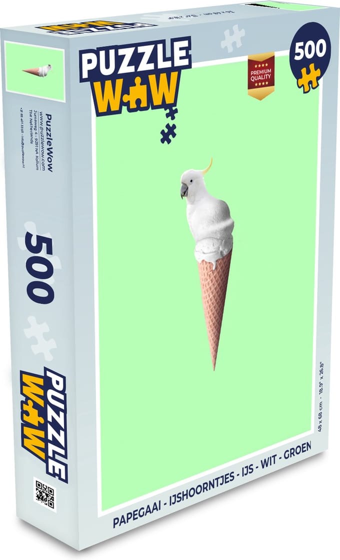 Puzzel Papegaai - IJshoorntjes - IJs - Wit - Groen - Legpuzzel - Puzzel 500 stukjes