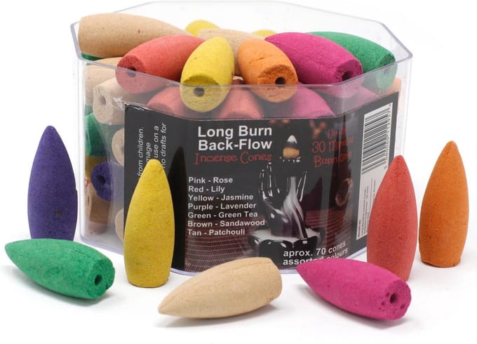 Long Backflow wierookkegels - Diverse geuren - 30 minuten
