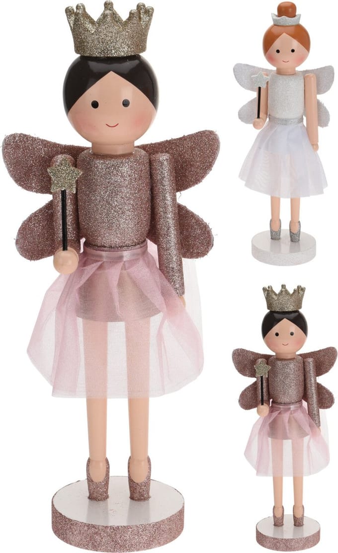 Kerst engel Staand wit / roze - 36cm - 2 Designs