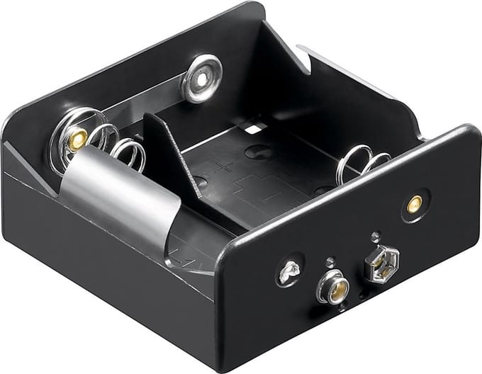 Batterijhouder voor 2 D-batterijen - push-on bevestiging