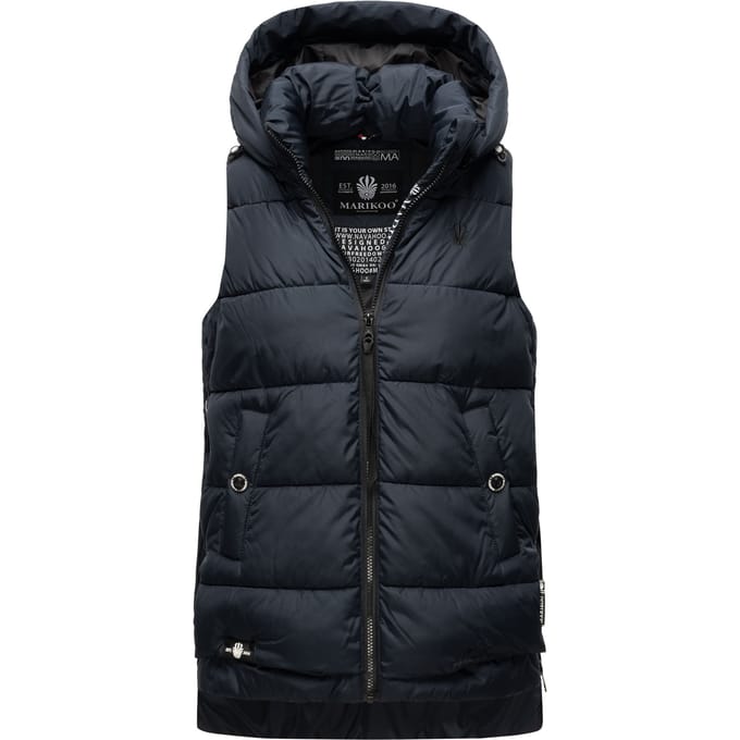 Marikoo dames gewatteerd vest – Zarinaa, licht met afneembare capuchon
