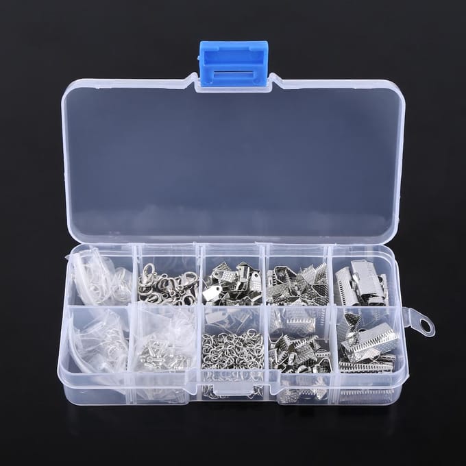 Sieraden knutselset set bevindingen benodigdheden accessoire assortiment in doos Silver gray