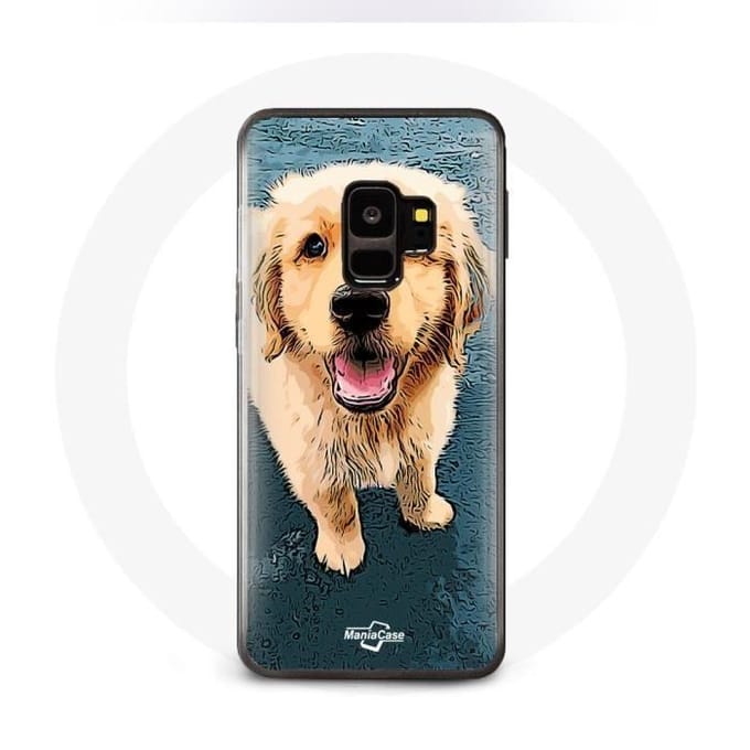 Coque - Samsung - Galaxy S9 Plus - Souple - Noir - Golden retriever Chiot