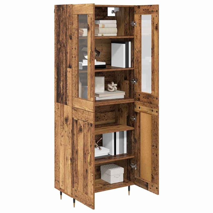 vidaXL - Highboard - 2 - st - Oudhout - 69,5 - x - 34 - x - 180 - cm - Bewerkt - hout